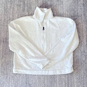 ZYIA Active Grey Quarter zip crop sweatshirt.
